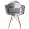 Fabulaxe Mid-Century Modern Style Fabric Lined Armchair with Beech Wooden Legs, Black and White QI004325.BW - alternate 3